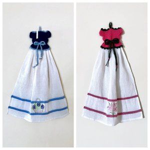 Crochet Dish towel set, Crochet dress dish towel, Kitchen Decor